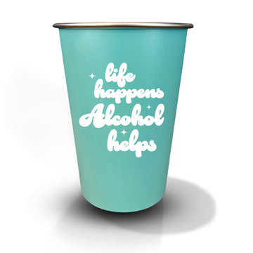 Pint Glass: Salty, Life Happens. Alcohol Helps. - Pack of 6