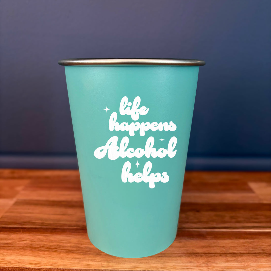Pint Glass: Salty, Life Happens. Alcohol Helps. - Pack of 6