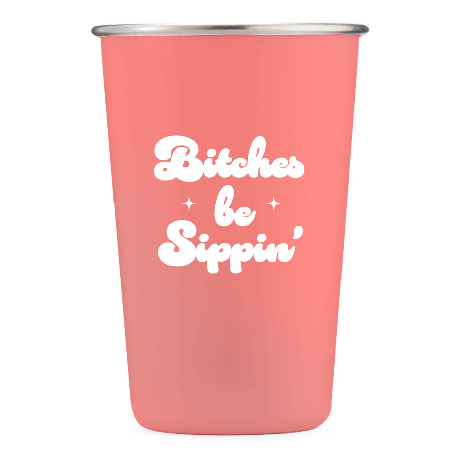 Pint Glass: Salty, Bitches Be Sippin' - Pack of 6