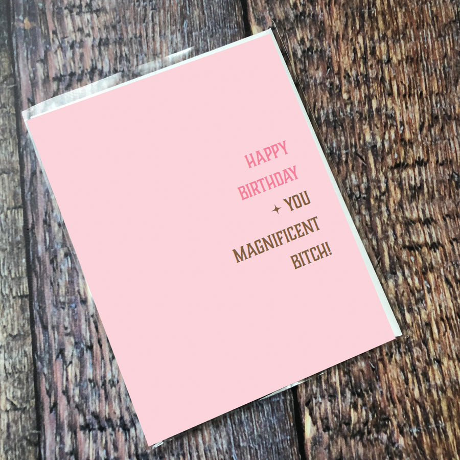 Greeting Card: Salty, Happy birthday you magnificent bitch - Pack of 6
