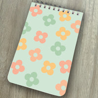 Spiral Top Notepads - Green with Multicolor Flowers - Pack of 6