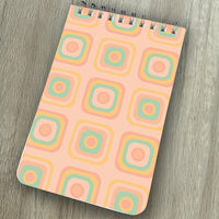 Spiral Top Notepads - Pink with Multicolor Squares - Pack of 6