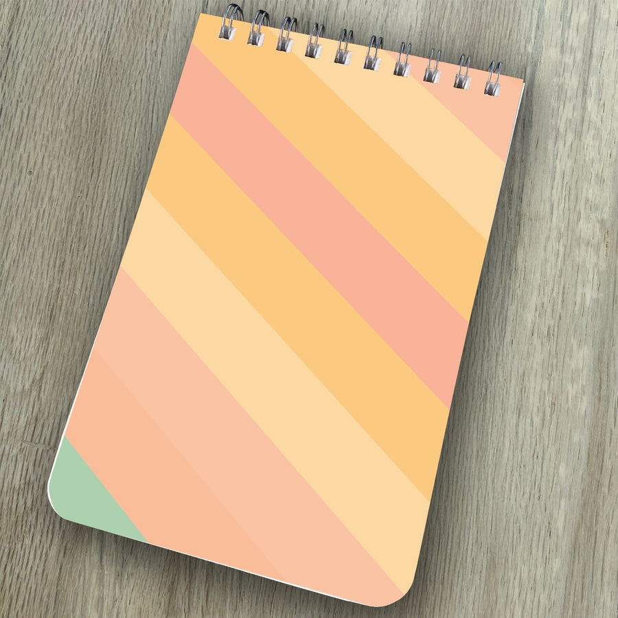 Spiral Top Notepads -Multicolor Diagnol Lines - Pack of 6