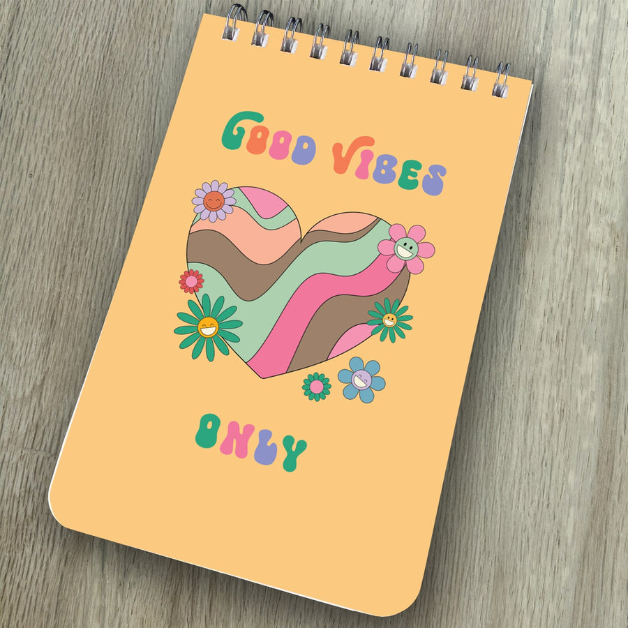 Spiral Top Notepads - Good Vibes Only - Pack of 6