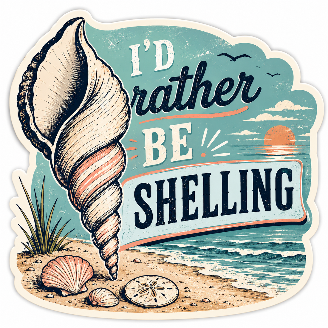 Sticker: I'd Rather Be Shelling - Pack of 24