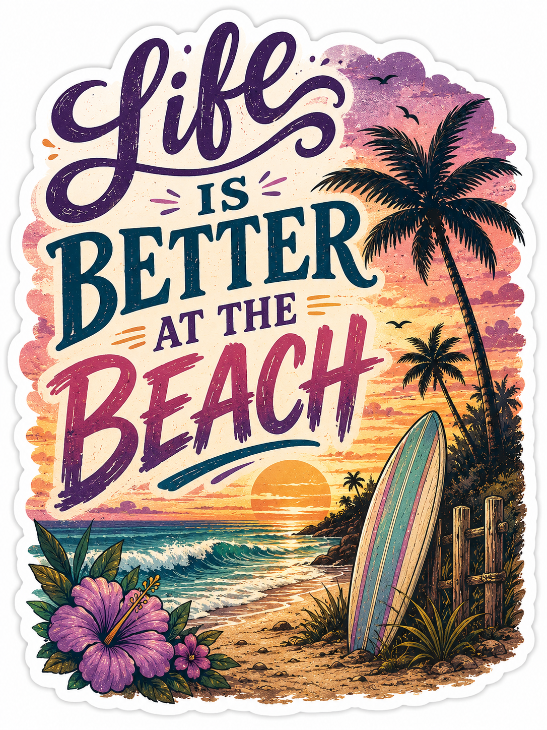 Sticker: Life is Better at the Beach - Namedrop - Pack of 24