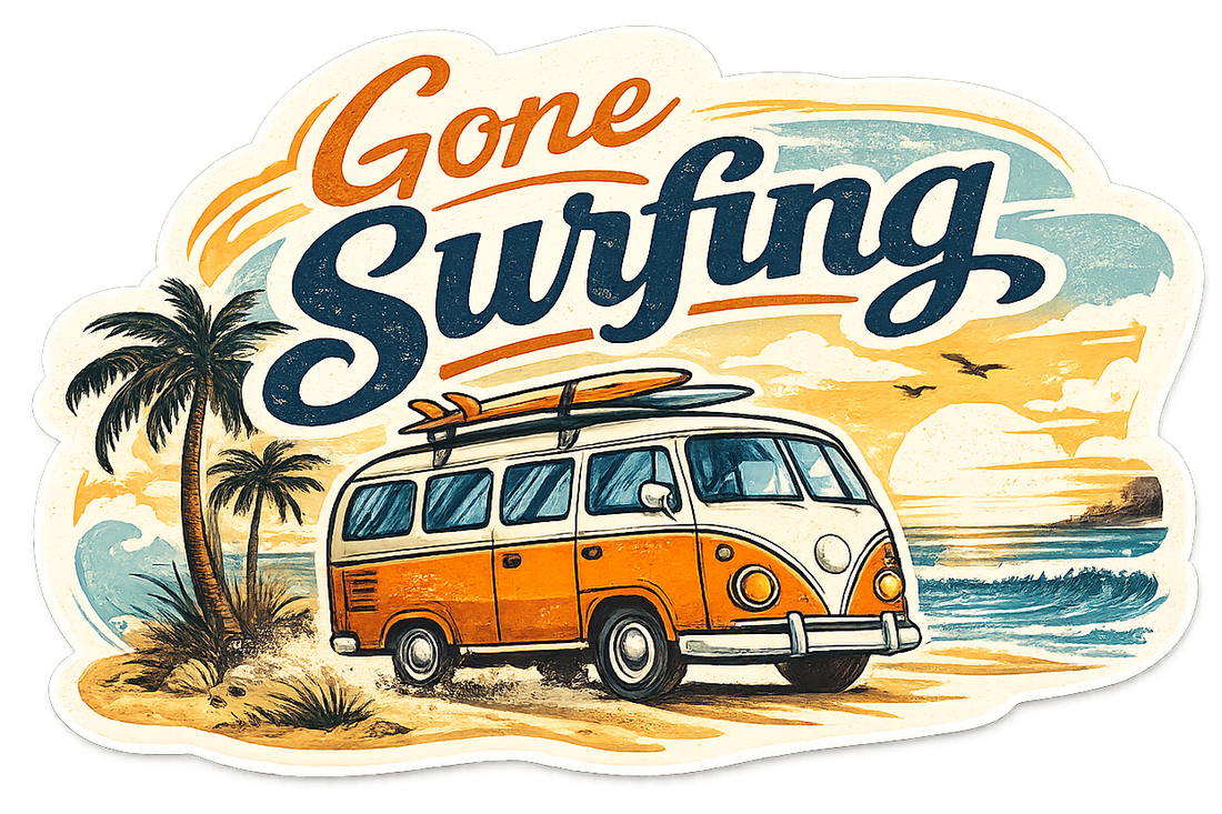 Sticker: Gone Surfing - Pack of 24