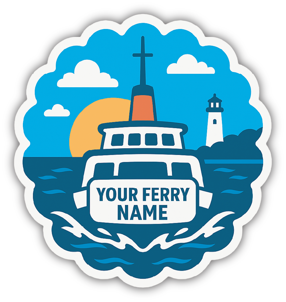 Sticker: Ferry Boat Back - Namedrop - Pack of 24
