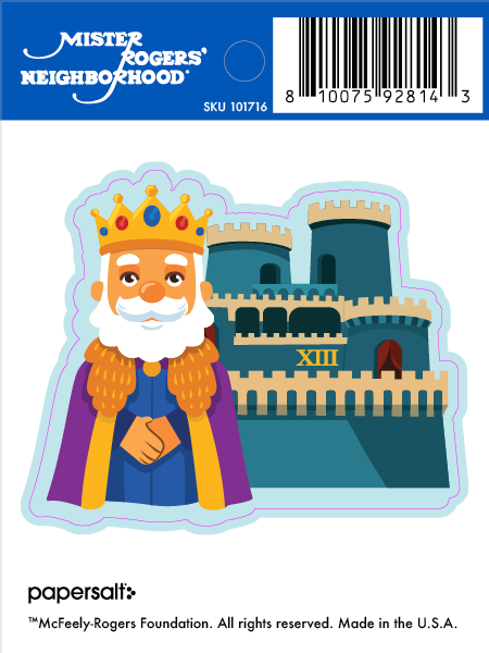 Sticker: Mister Rogers, King Friday XIII with Castle