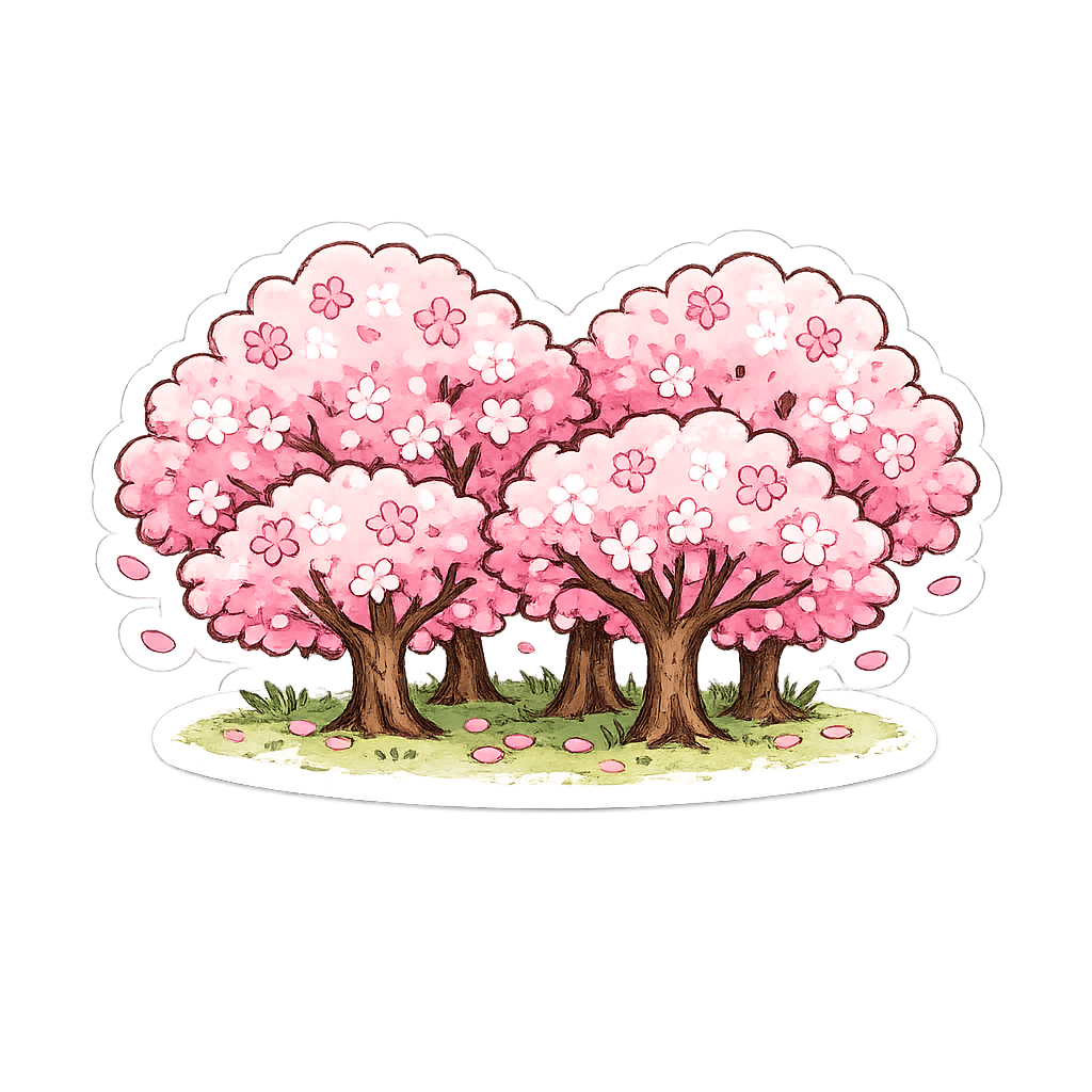 Sticker: Cherry Blossom Trees