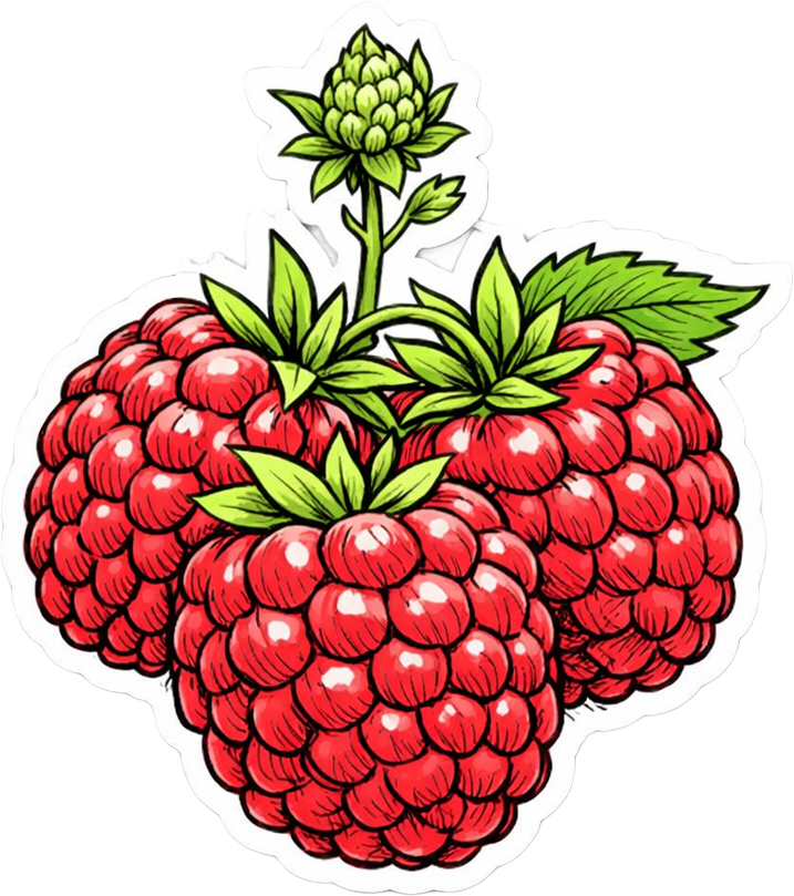 Sticker: Ripe Raspberry Cluster - Namedrop