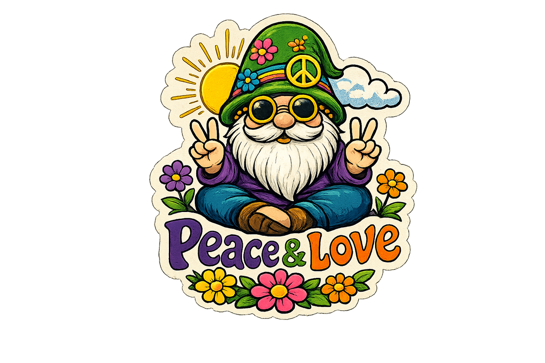 Sticker: Peace & Love Gnome