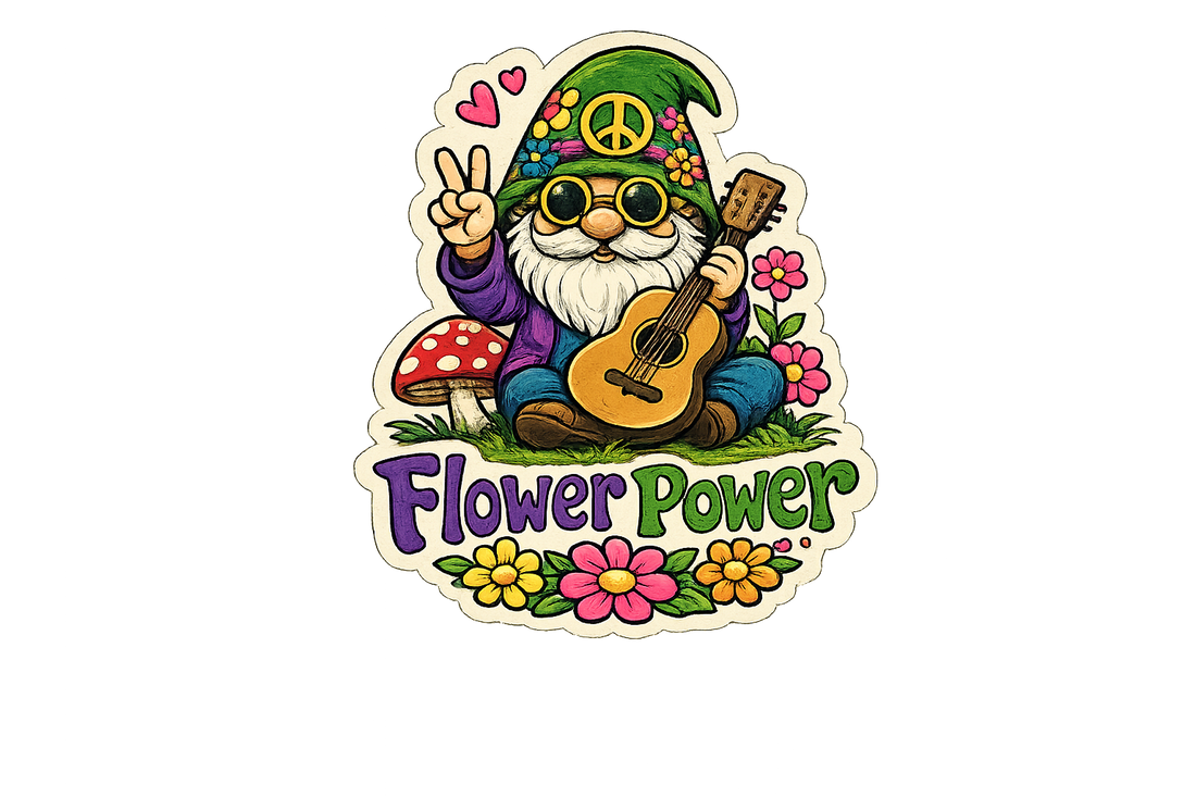 Sticker: Flower Power Gnome
