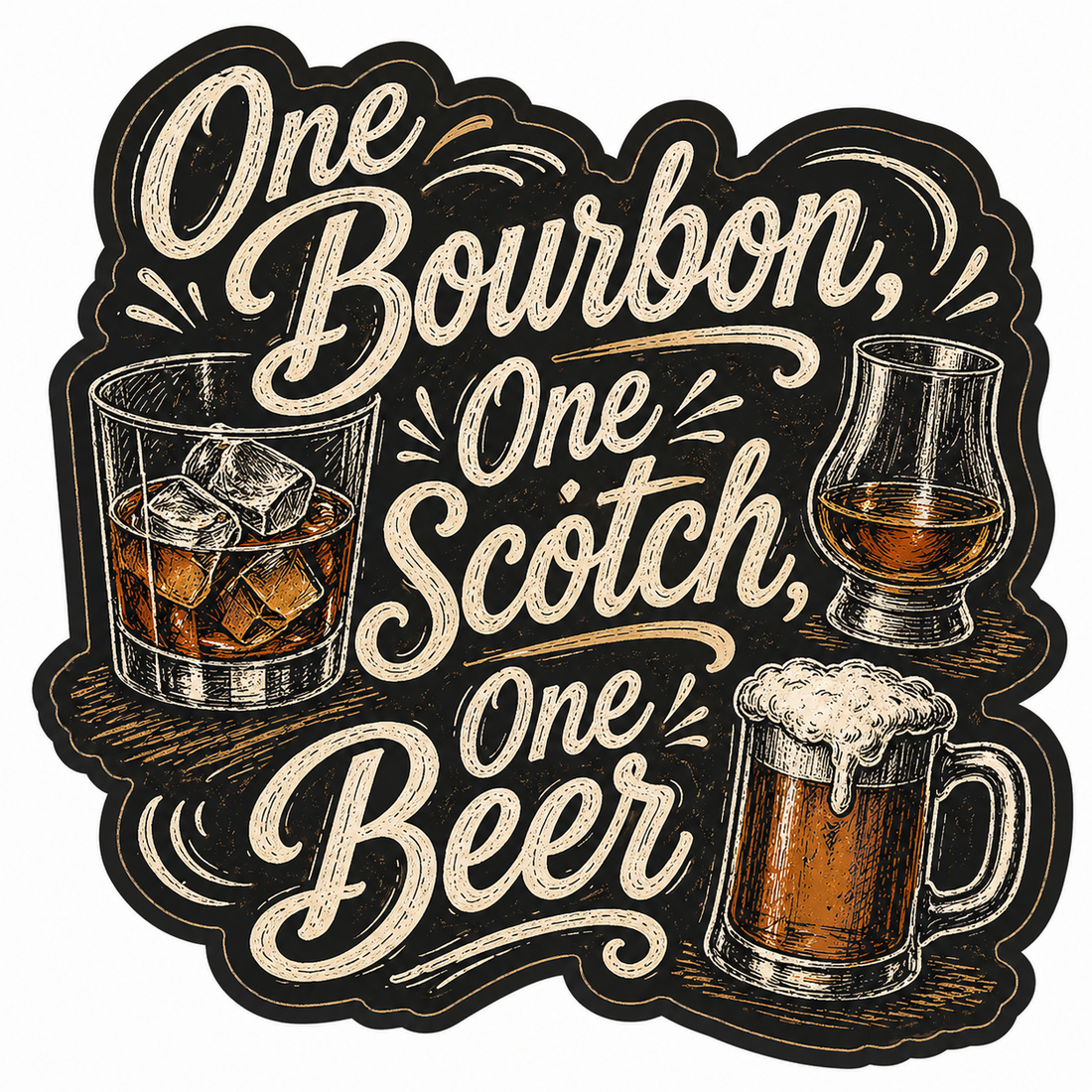 Sticker: One Bourbon One Scotch