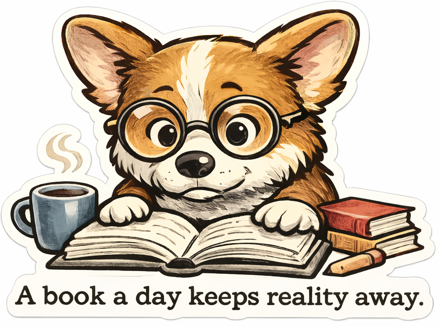 Sticker: Corgi Bookworm - Namedrop