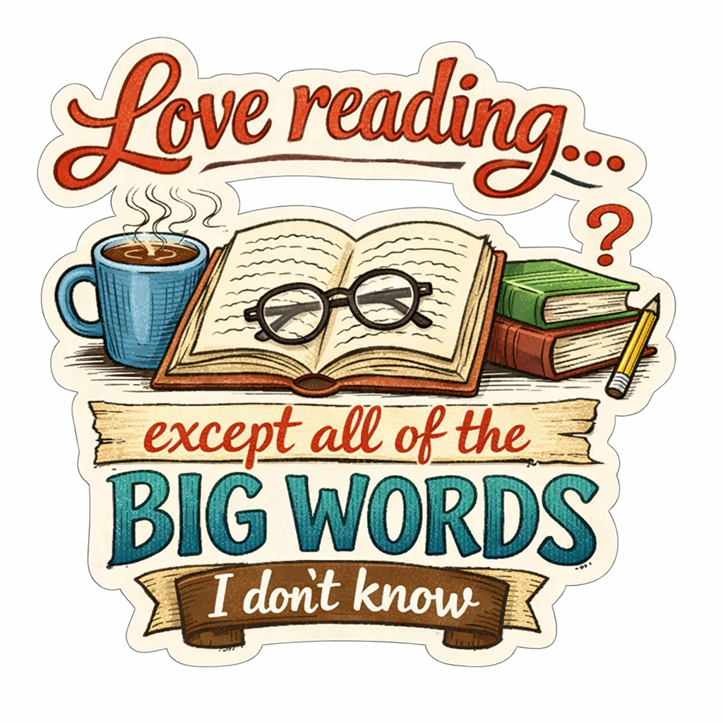 Sticker: Love Reading Except Big Words - Namedrop