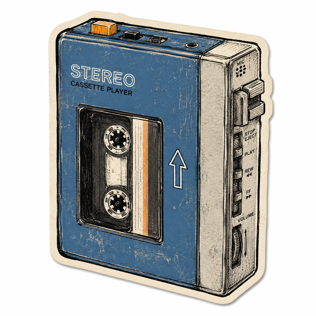 Sticker: Retro Walkman Cassette Player