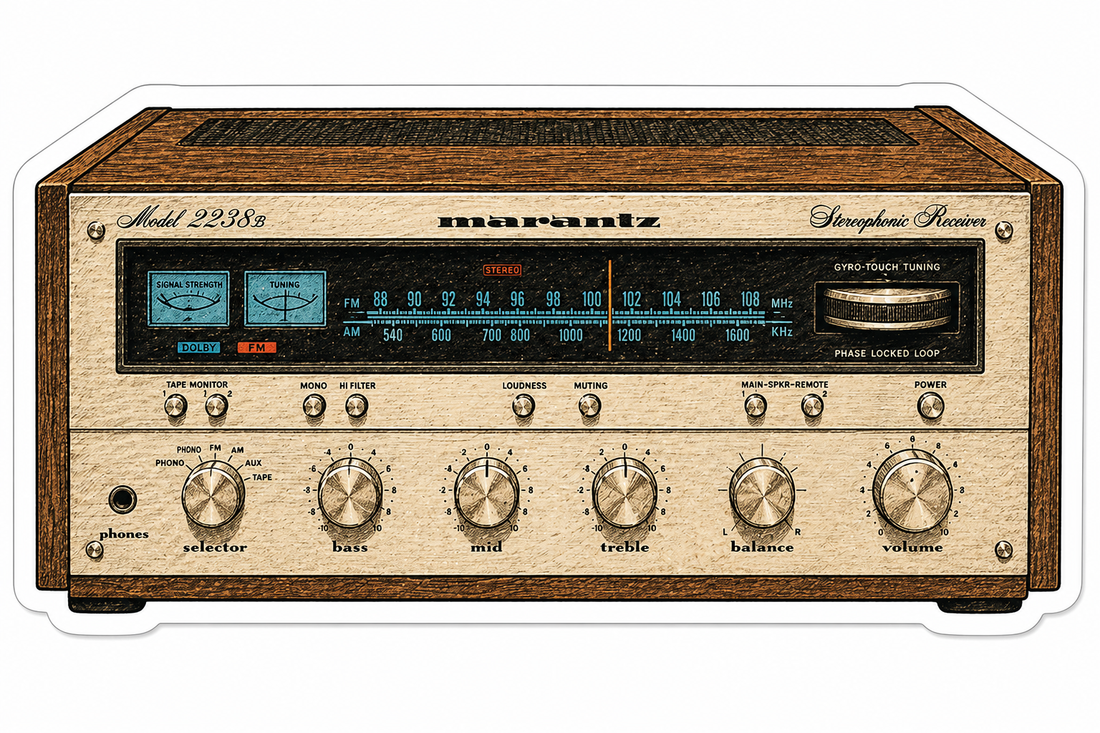Sticker: Vintage Stereo Receiver - Namedrop