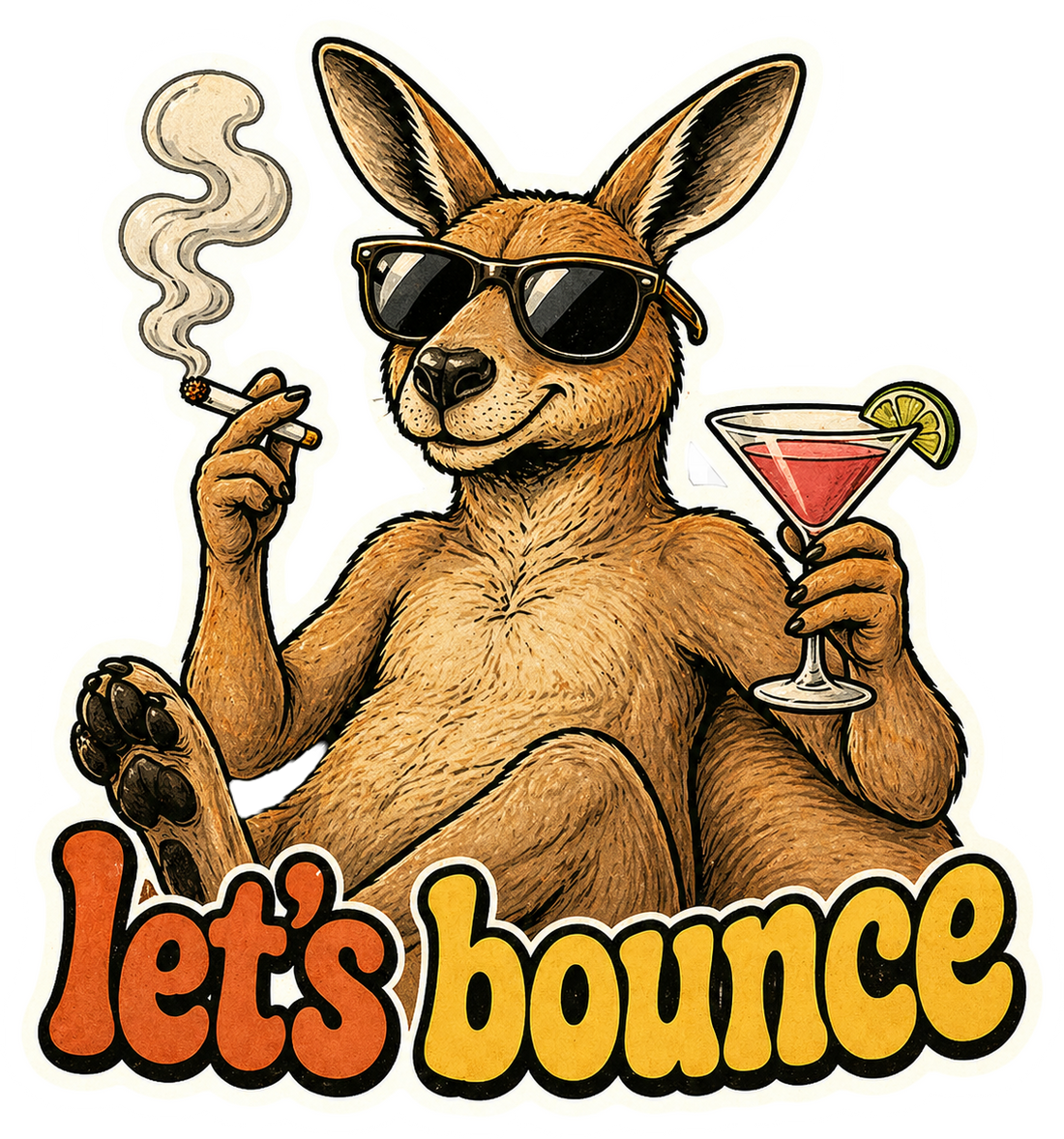 Sticker: Let's Bounce Kangaroo