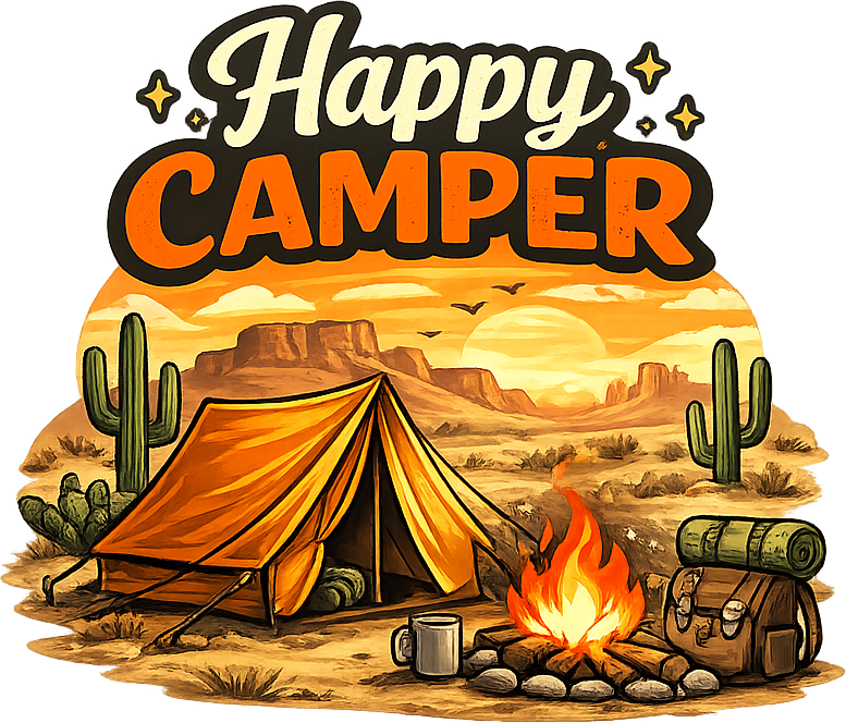 Sticker: Happy Camper Tent