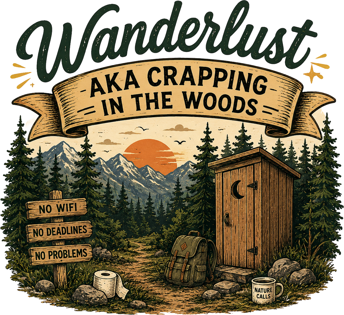 Sticker: Wanderlust Crapping in the Woods