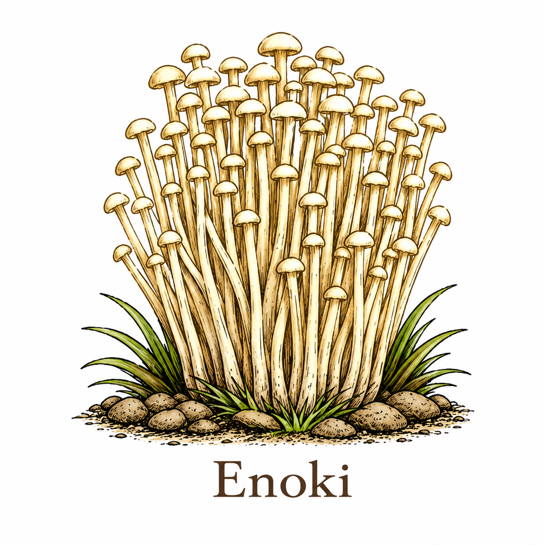 Sticker: Enoki Mushroom