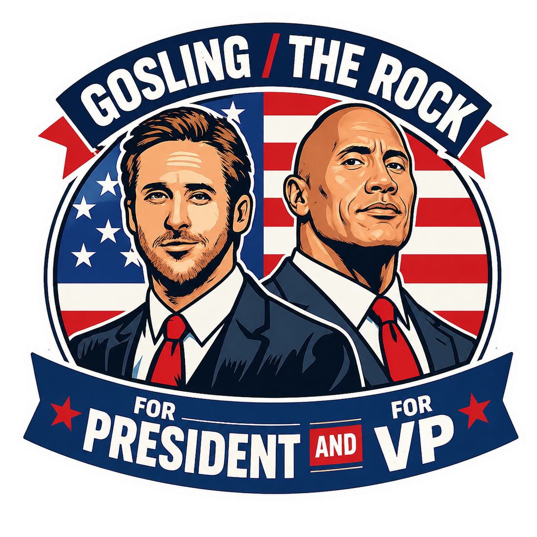 Sticker: Gosling & Rock for President