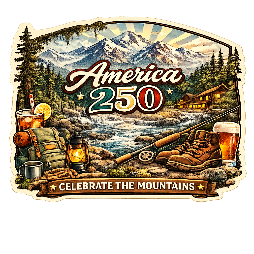 Sticker: America 250 Celebrate the Mountains