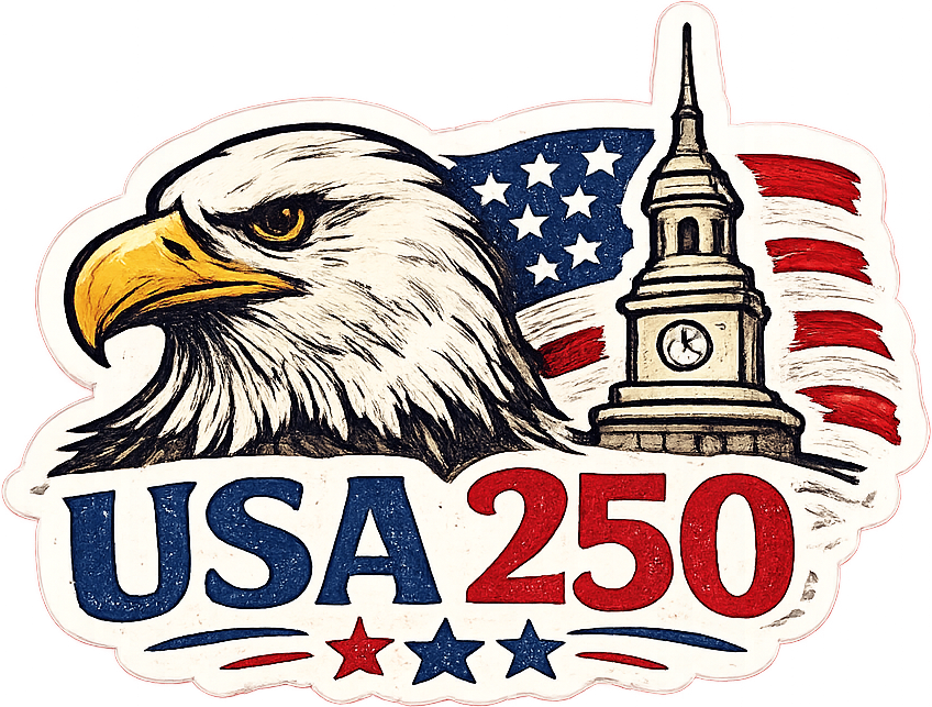 Sticker: USA 250 Eagle Flag - Namedrop
