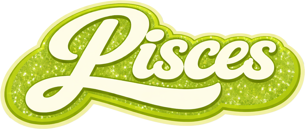 Sticker: Pisces Retro Script