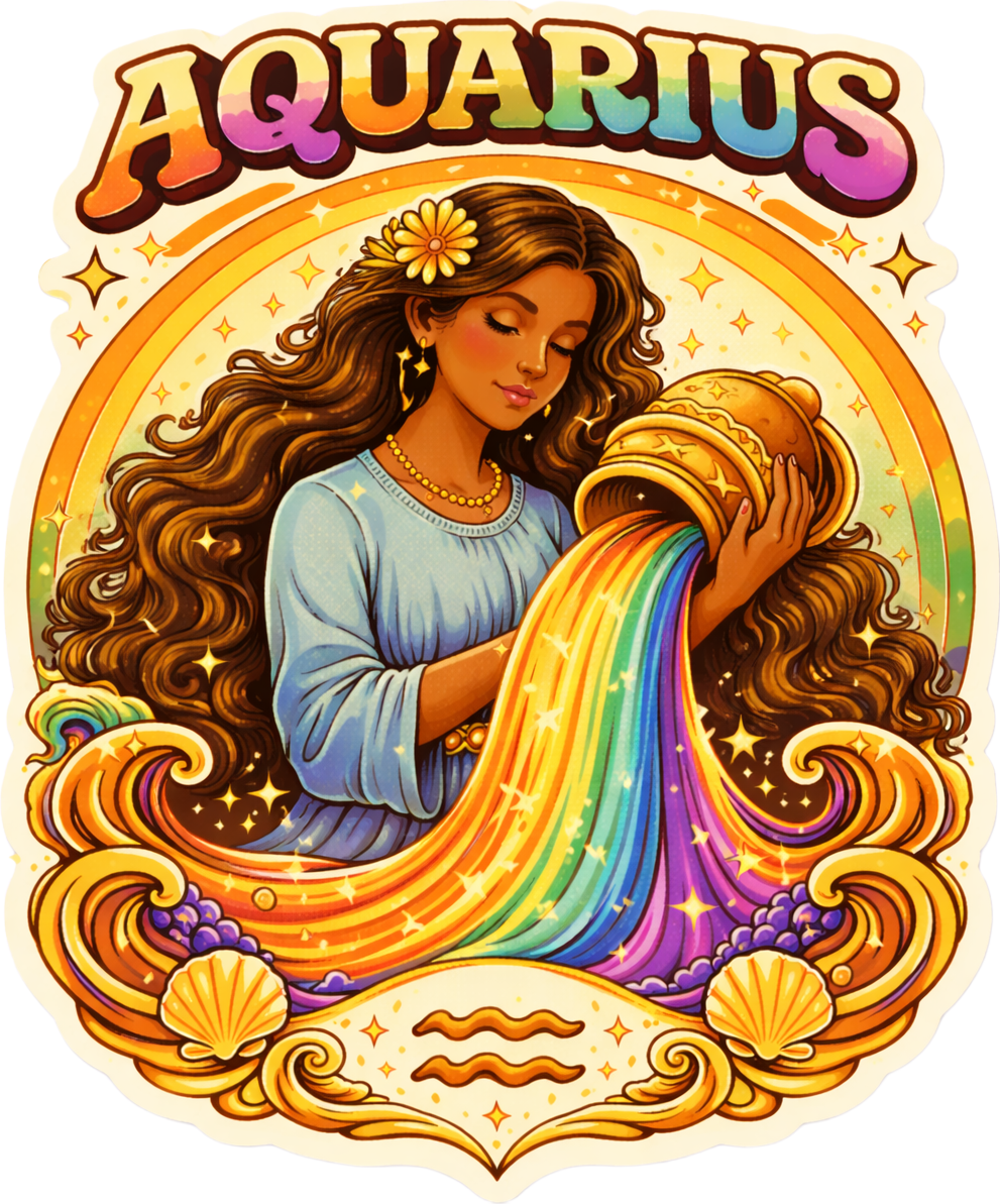 Sticker: Aquarius Boho Illustrated