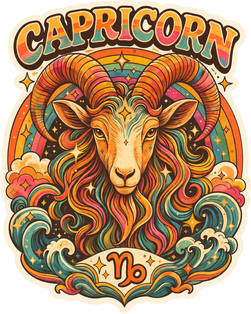 Sticker: Capricorn Boho Illustrated - Namedrop