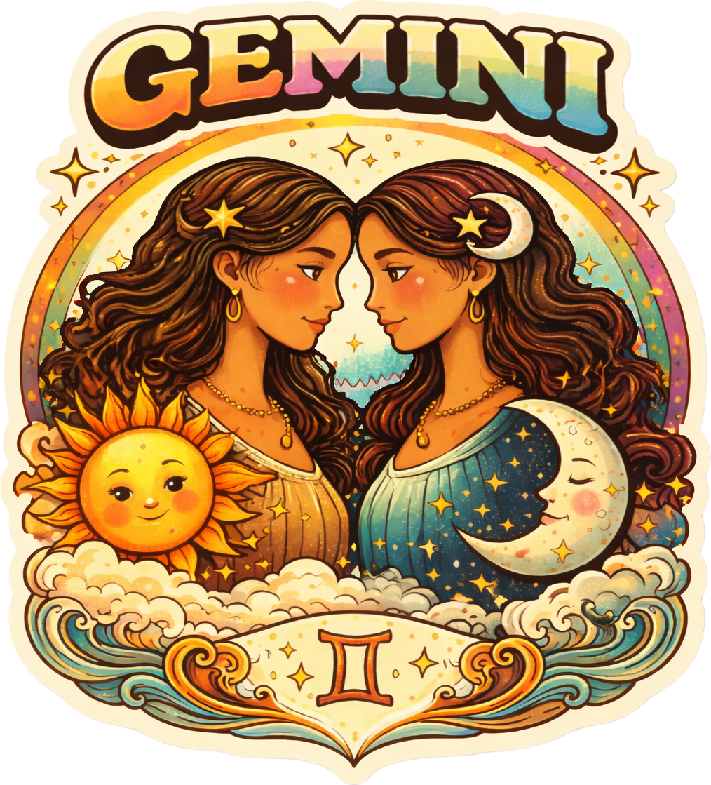 Sticker: Gemini Boho Illustrated - Namedrop