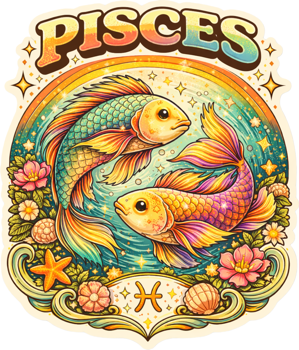 Sticker: Pisces Boho Illustrated - Namedrop