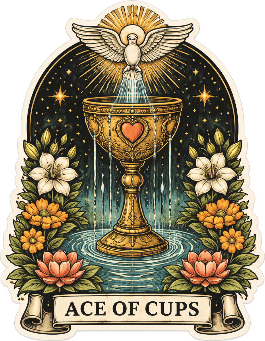 Sticker: Ace of Cups Tarot