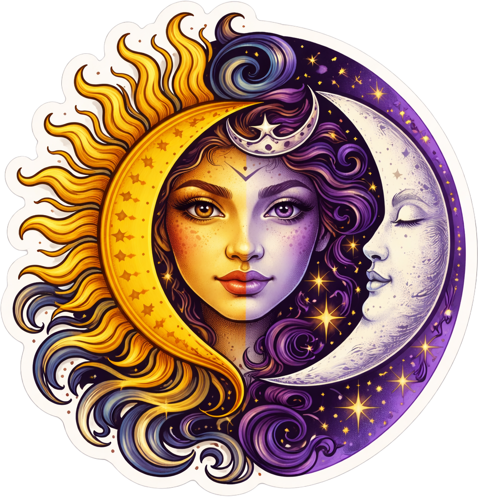 Sticker: Celestial Sun Moon Face - Namedrop