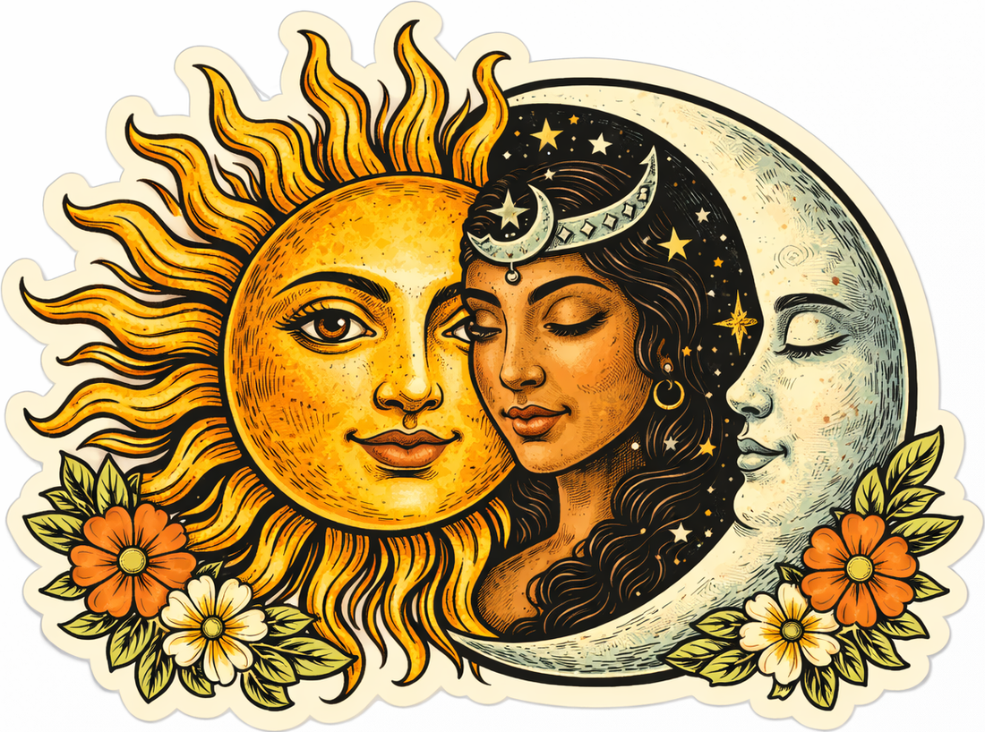 Sticker: Sun Face Crescent Moon - Namedrop