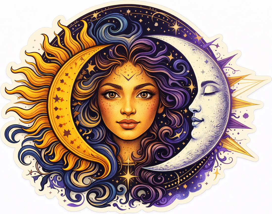 Sticker: Celestial Moon and Sun Purple - Namedrop