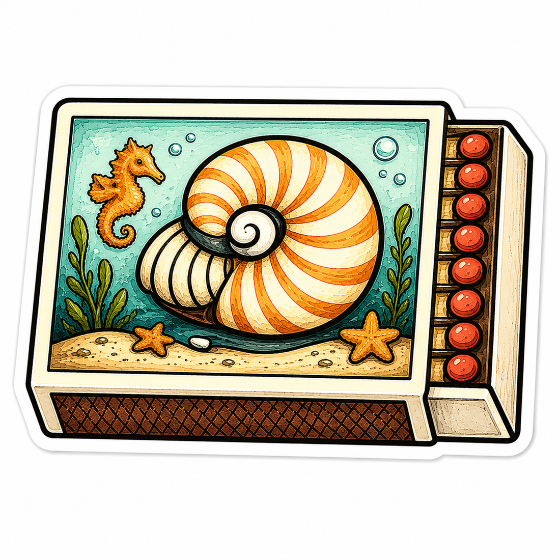 Sticker: Nautilus Shell Matchbox - Namedrop