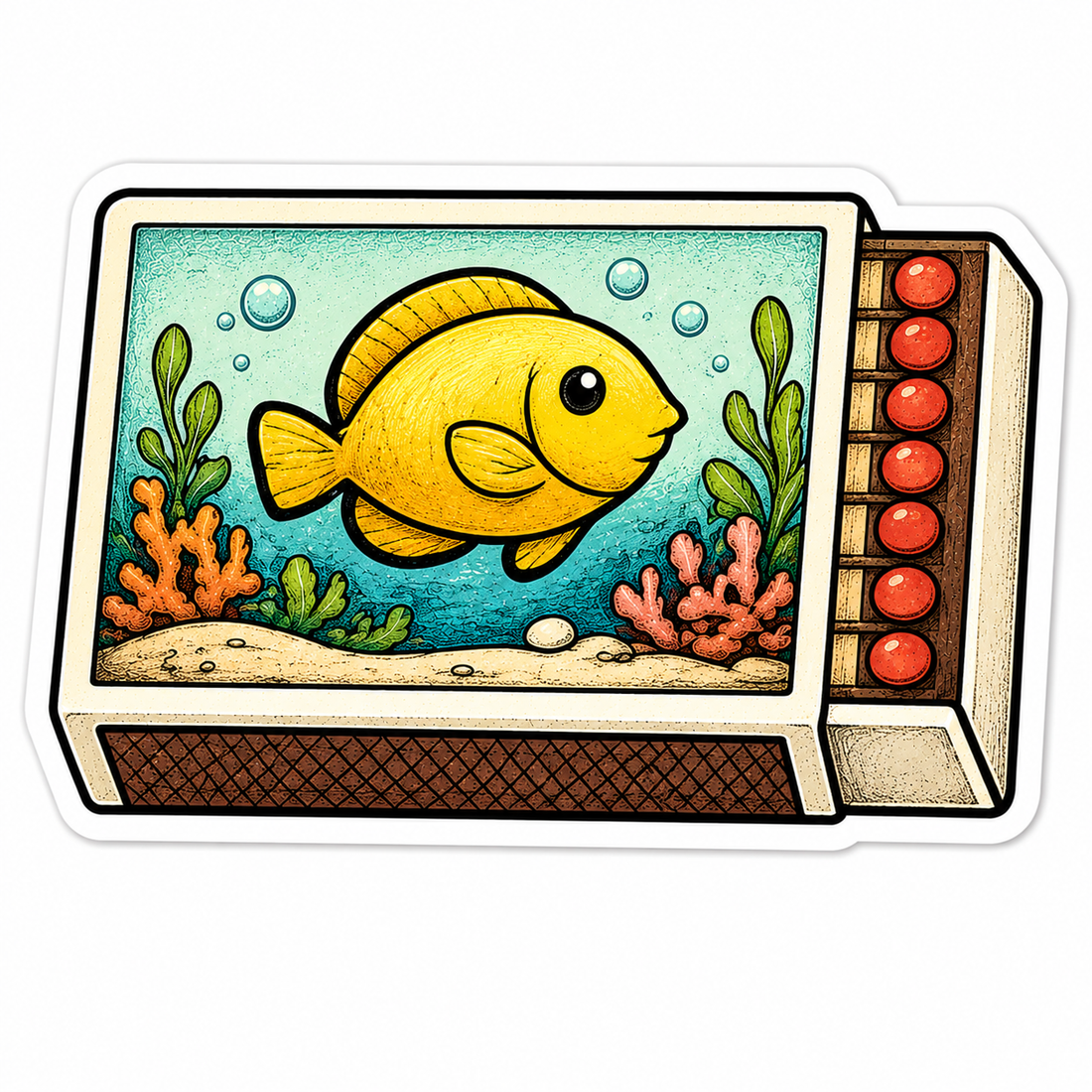 Sticker: Tropical Yellow Fish Matchbox - Namedrop