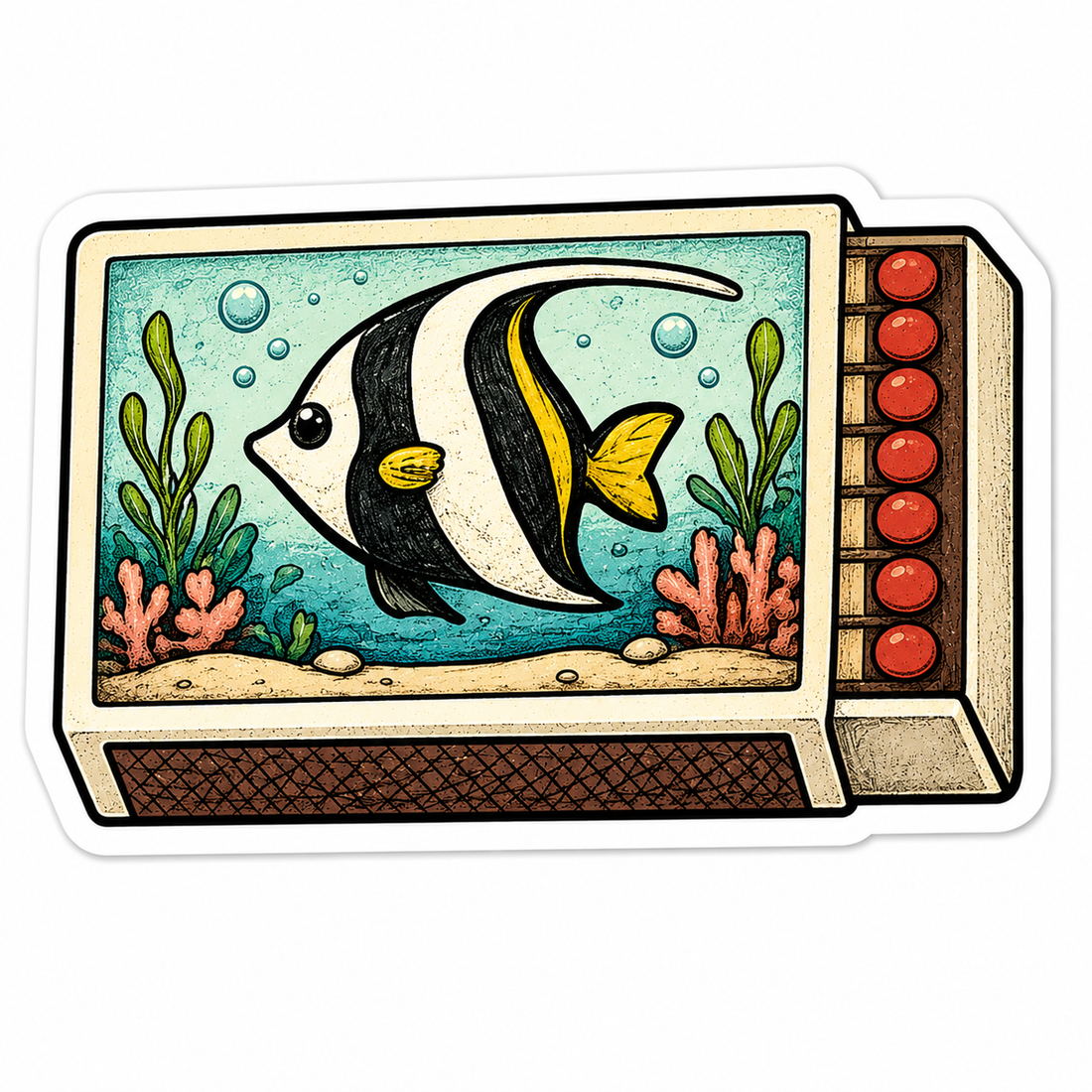 Sticker: Striped Tropical Fish Matchbox
