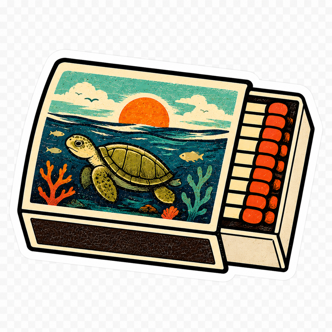 Sticker: Sea Turtle Matchbox