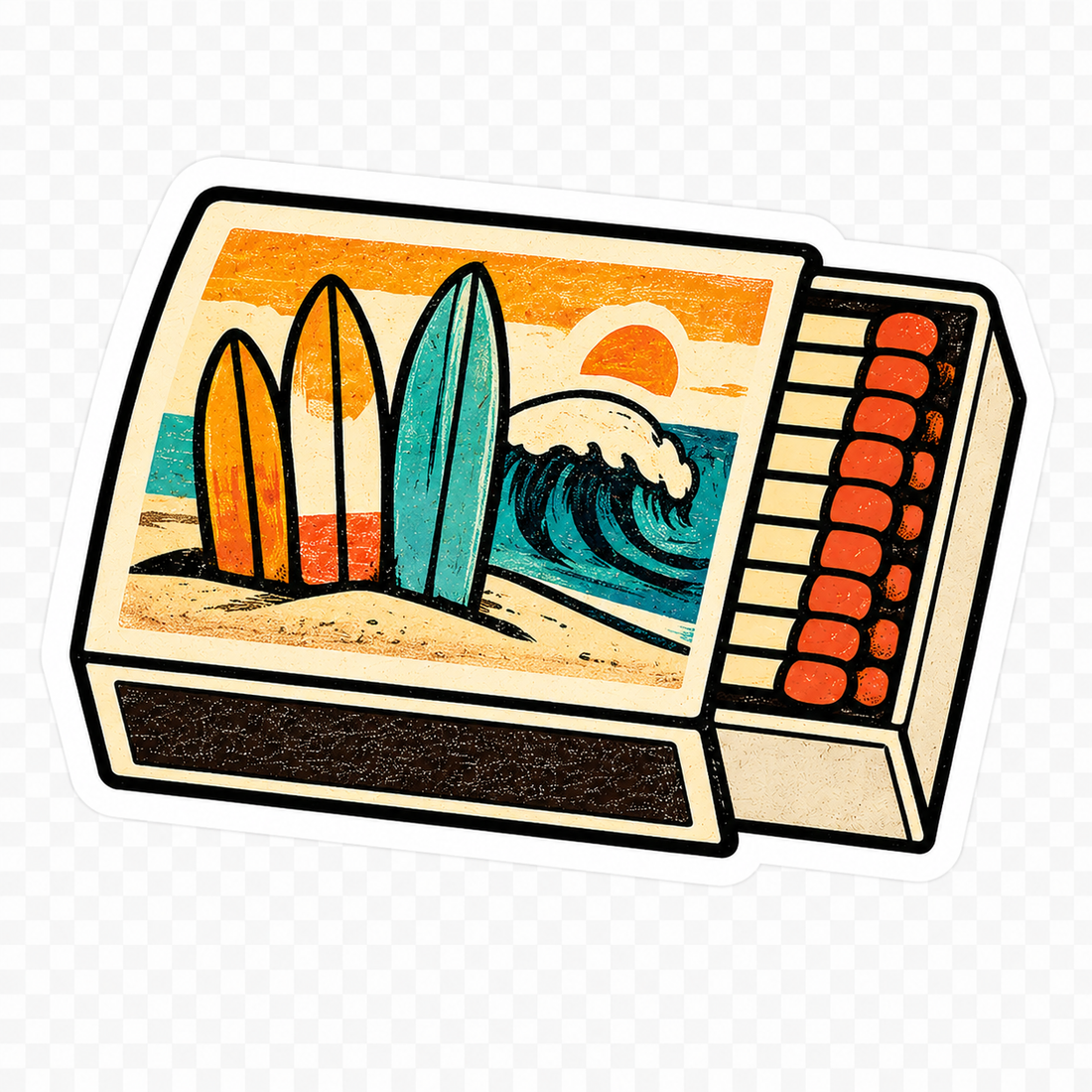 Sticker: Surfboards Beach Matchbox