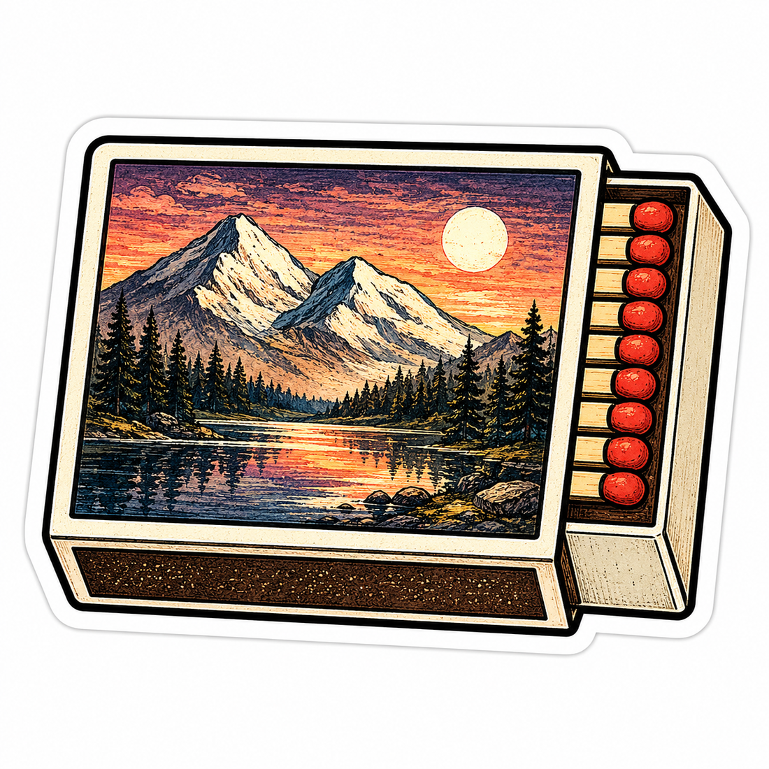 Sticker: Sunset Mountain Vista Matchbox - Namedrop