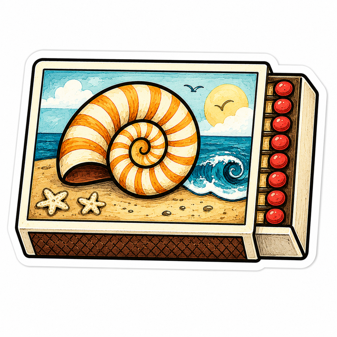 Sticker: Spiral Nautilus Matchbox