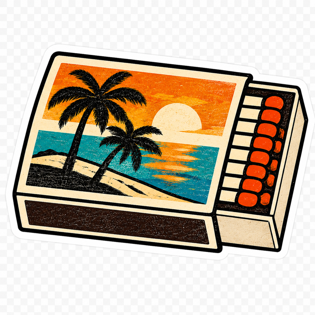 Sticker: Tropical Palm Trees Matchbox - Namedrop
