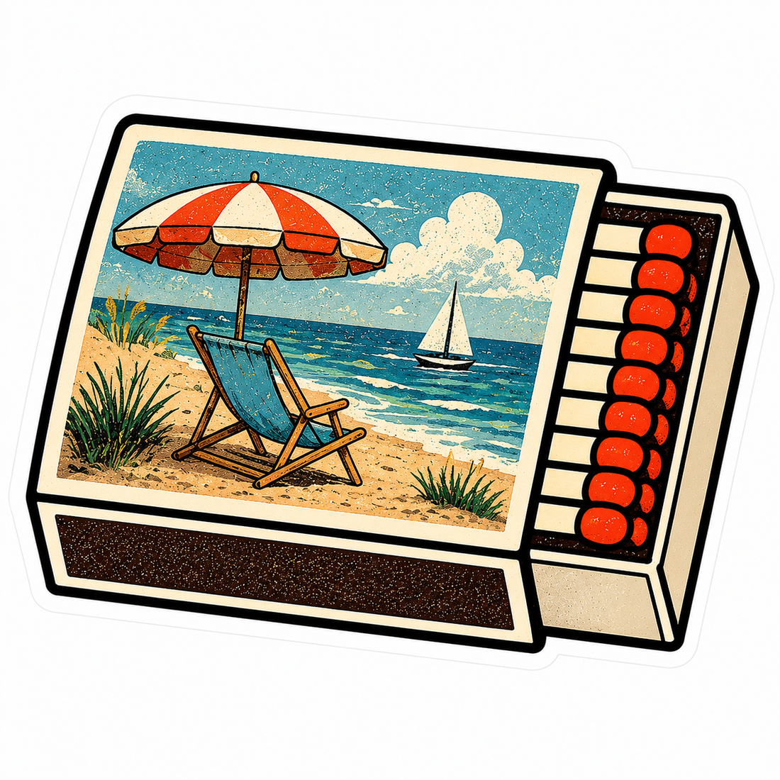 Sticker: Beach Umbrella Chairs Matchbox