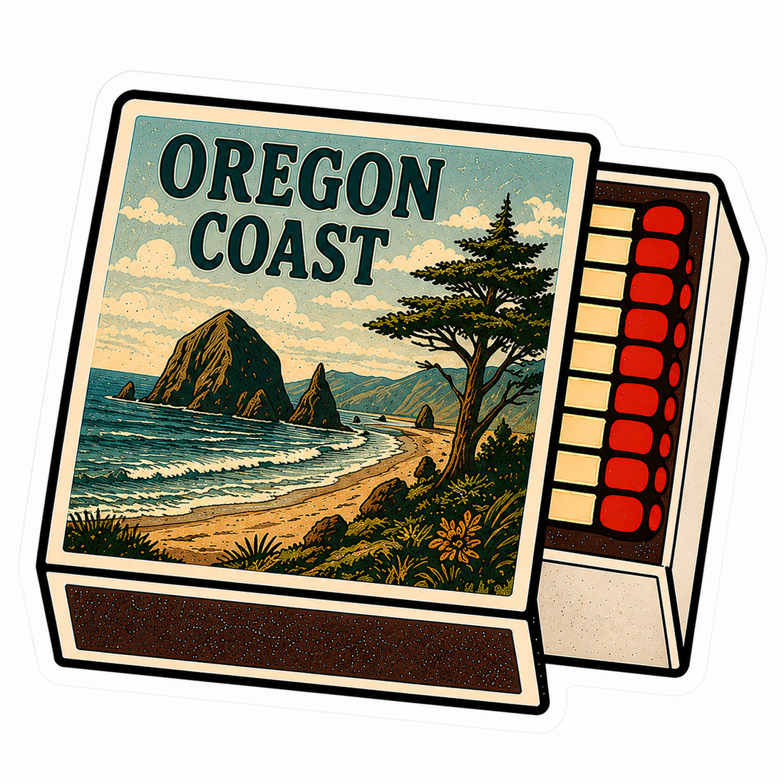 Sticker: Oregon Coast Matchbox - Namedrop