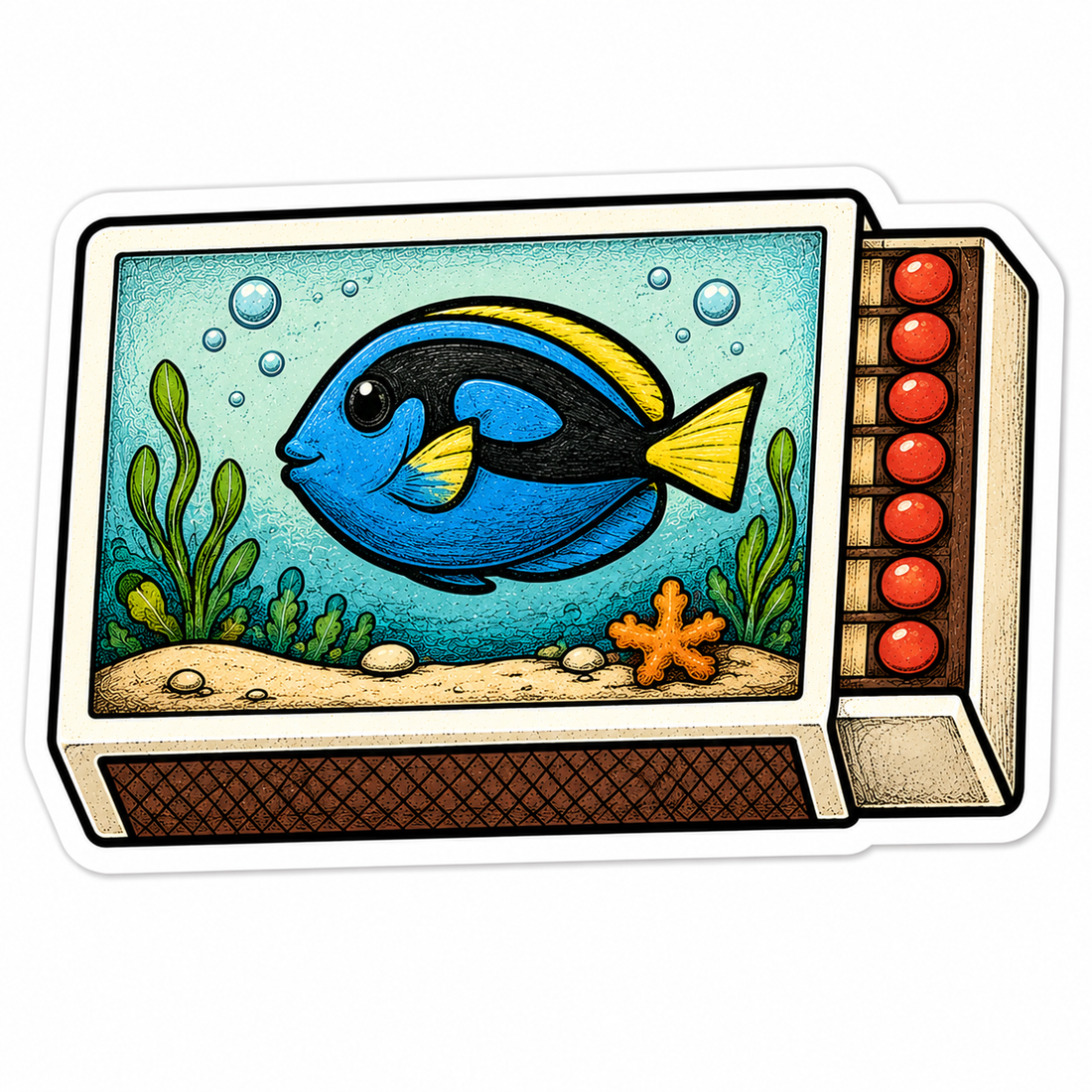 Sticker: Blue Tang Fish Matchbox - Namedrop