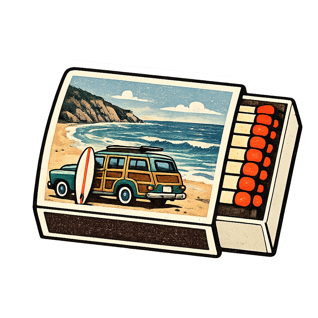 Sticker: VW Van Beach Life Matchbox - Namedrop